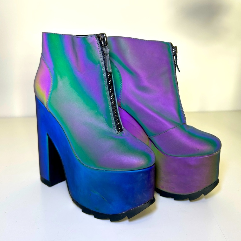 YRU Reflective Boots | Dolls Kill